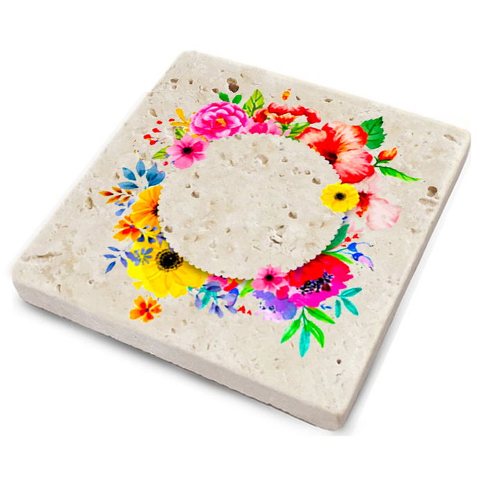 Hermia Set de 4 Posavasos de Piedra Natural Multicolor Hermia Set de 4 Posavasos de Piedra Natural Multicolor